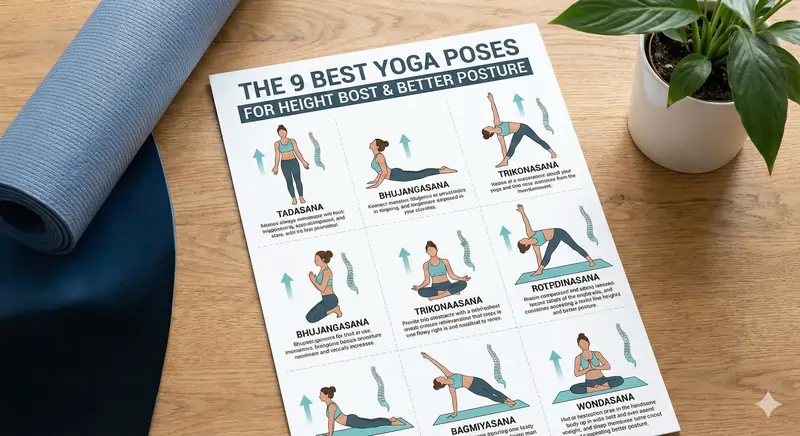 हाइट बढ़ाने और बेहतर पोस्चर के लिए 9 बेहतरीन योगासन (9 Best Yoga Poses for Height Boost & Better Posture)