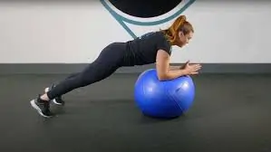 स्विस बॉल प्लैंक (Swiss Ball Plank - कोहनी बॉल पर रखकर प्लैंक)