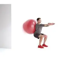 स्विस बॉल वॉल स्क्वाट (Swiss Ball Wall Squat - बॉल को दीवार और पीठ के बीच रखकर स्क्वाट)