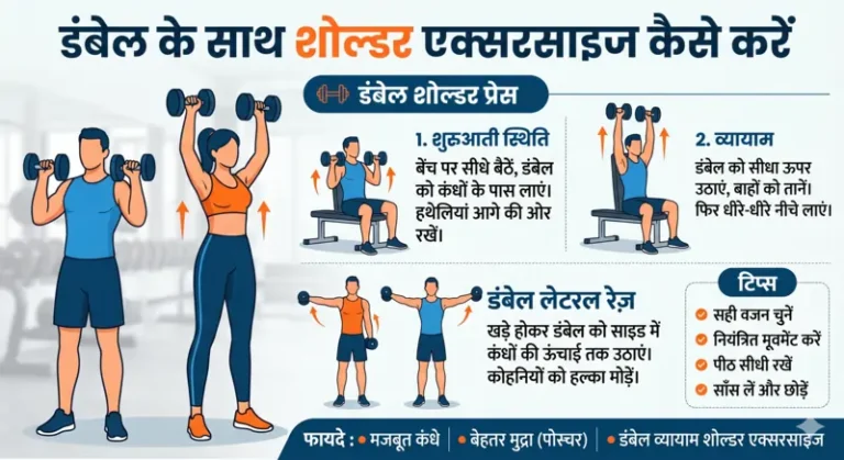 डंबेल के साथ शोल्डर एक्सरसाइज कैसे करें (How to Do Shoulder Exercise with Dumbbells in Hindi)