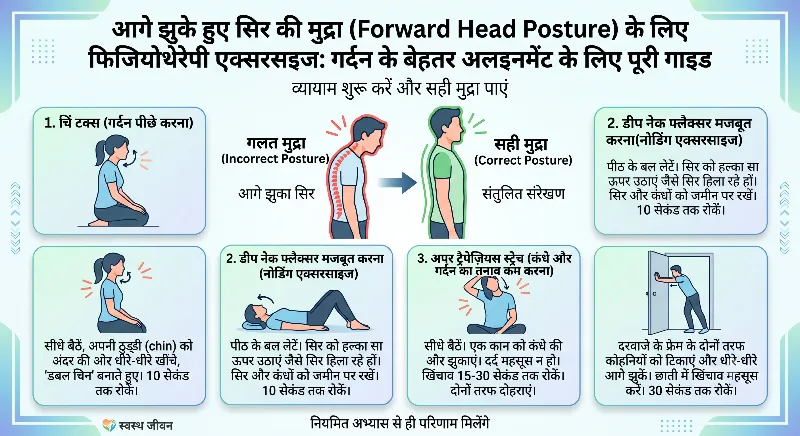 आगे झुके हुए सिर की मुद्रा के लिए एक्सरसाइज