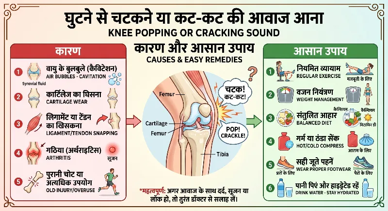 घुटने से कट-कट की आवाज