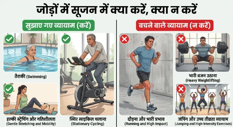 जोड़ों में सूजन होने पर कौन से व्यायाम करें और किनसे बचें