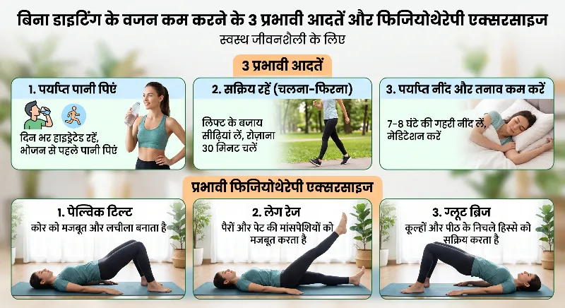 बिना डाइटिंग के वजन कम करने के 3 आसान तरीके और एक्सरसाइज