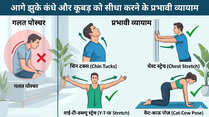 आगे झुके कंधे और कूबड़